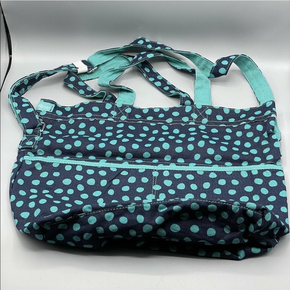 Thirty One Retro Metro Fold Over Tote Navy Lotsa Dots NNP - Picture 5 of 12